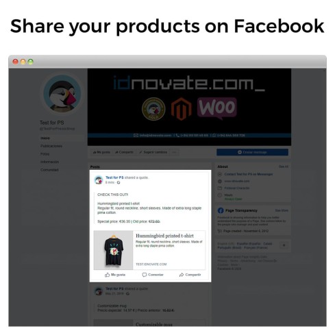 Share on Social Network from the Backoffice module for PrestaShop