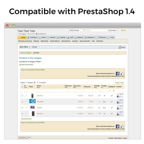 Share on Social Network from the Backoffice module for PrestaShop