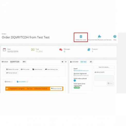 Modulo Elimina ordini - Elimina facilmente gli ordini per PrestaShop