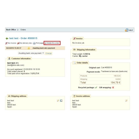 Modulo Elimina ordini - Elimina facilmente gli ordini per PrestaShop