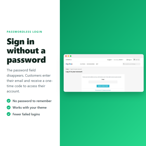 Passwordless Login & 2FA: sign in with an email OTP code module for PrestaShop