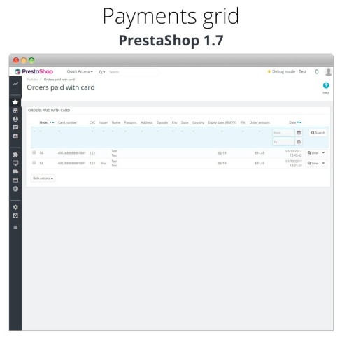 Module Paiement offline/manuel avec une carte de crédit/débit pour PrestaShop