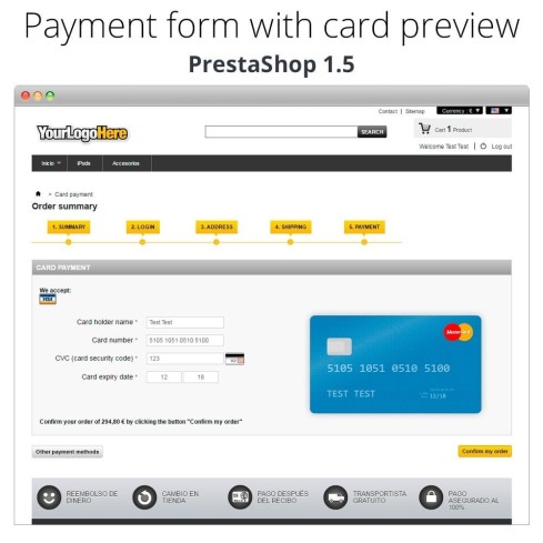 Module Paiement offline/manuel avec une carte de crédit/débit pour PrestaShop