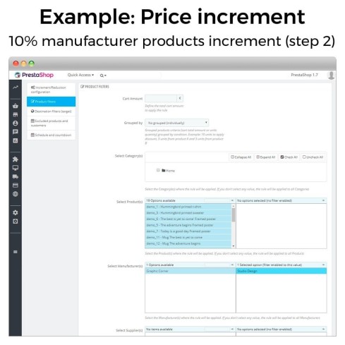 Price increments, discounts and fixed prices module for PrestaShop