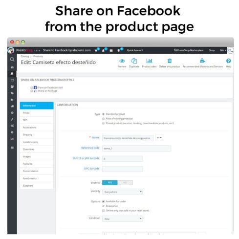 Moduł Share on Social Network from the Backoffice dla PrestaShop