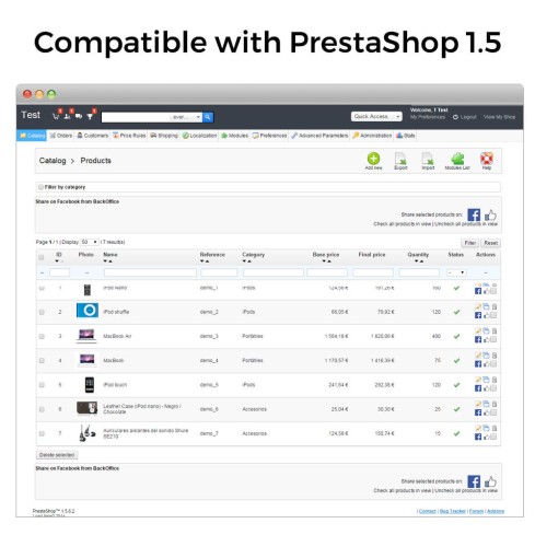 Moduł Share on Social Network from the Backoffice dla PrestaShop