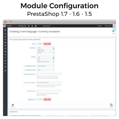 Auto Change Country, Language And Currency Geolocation module for PrestaShop
