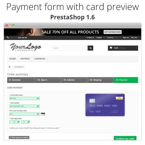 Modulo Pagamento offline/manuale con carta di credito/debito per PrestaShop