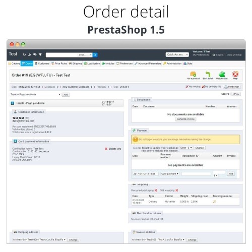 Modulo Pagamento offline/manuale con carta di credito/debito per PrestaShop