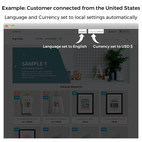 Auto Change Country, Language And Currency Geolocation-Modul für PrestaShop