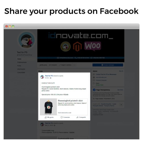 Share on Social Network from the Backoffice-Modul für PrestaShop