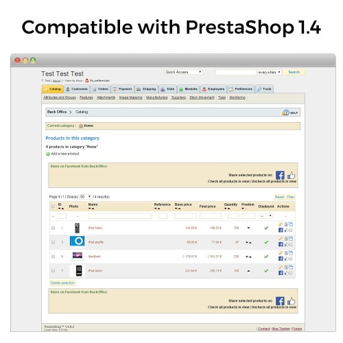 Share on Social Network from the Backoffice-Modul für PrestaShop