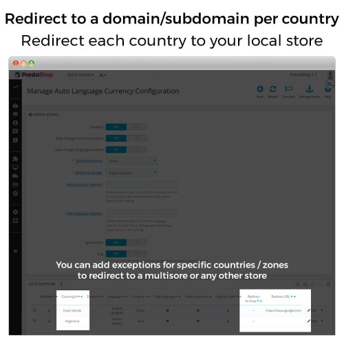 Auto Change Country, Language And Currency Geolocation-Modul für PrestaShop