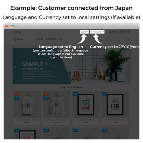 Módulo Auto Cambio de País, Idioma y Moneda - Geolocalización para PrestaShop