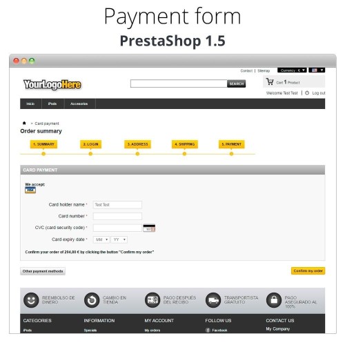 Módulo Pago offline/manual con tarjeta de crédito/débito para PrestaShop