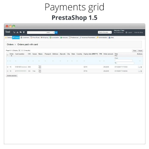 Módulo Pago offline/manual con tarjeta de crédito/débito para PrestaShop