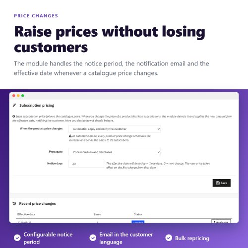 Subscriptions and recurring payments - auto billing and management module for PrestaShop