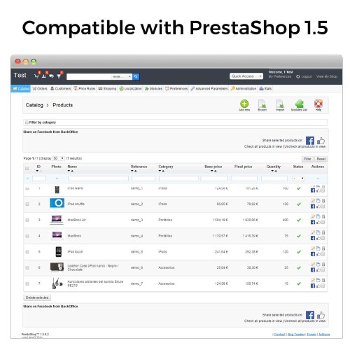Module Partage sur Réseau Social depuis le Backoffice pour PrestaShop