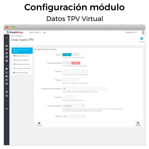 Módulo REDSYS ®* Pago tarjeta (Bizum ®*, clicktopay, devoluciones) para PrestaShop