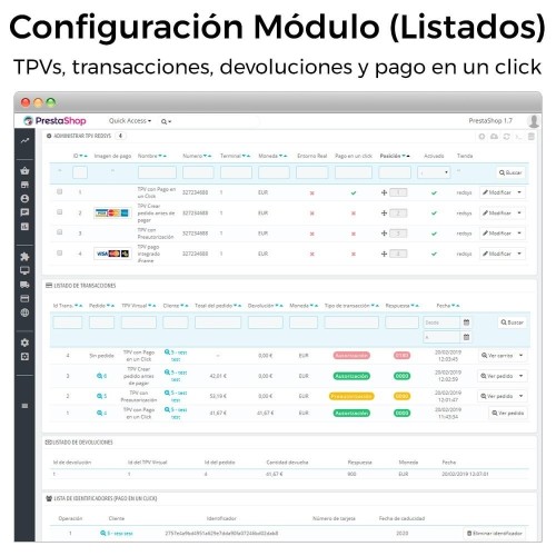 Módulo BBVA TPV Redsys ®* (Bizum ®*, Devoluciones, Pago un Click) para PrestaShop