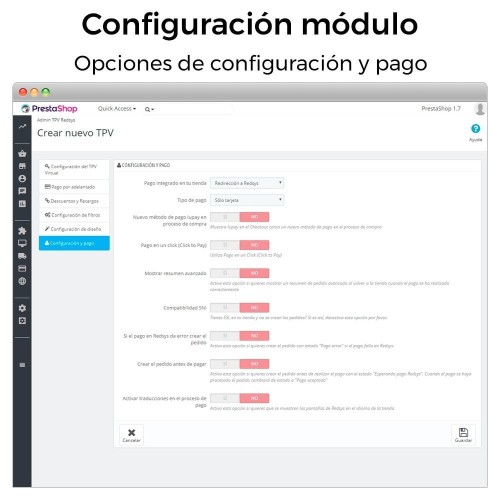 Módulo BBVA TPV Redsys ®* (Bizum ®*, Devoluciones, Pago un Click) para PrestaShop