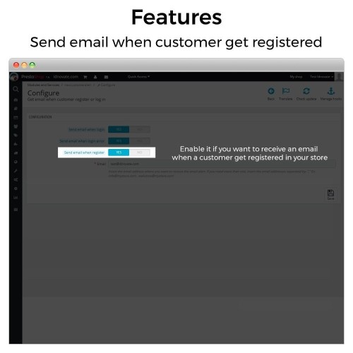 Get email when customer register or login-Modul für PrestaShop