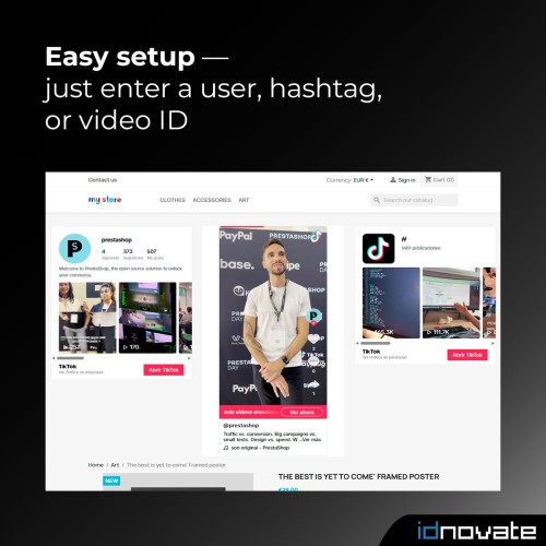 Module Affichez les vidéos TikTok sur votre boutique pour PrestaShop