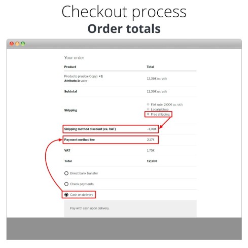 Modulo Extra fees and reductions / discounts per PrestaShop