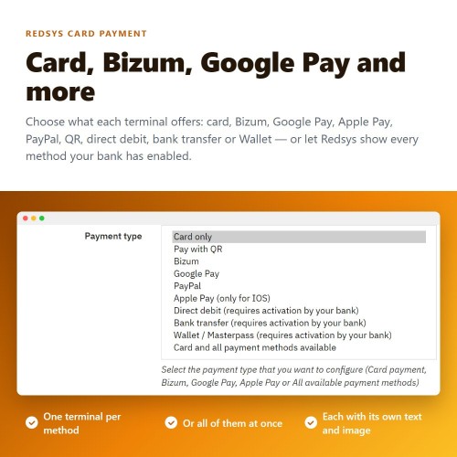 Modulo REDSYS ®* card payment (bizum ®*, clicktopay, refunds) per PrestaShop