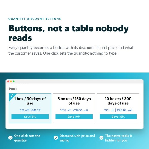 Quantity discounts as clickable buttons module for PrestaShop