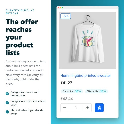 Quantity discounts as clickable buttons module for PrestaShop