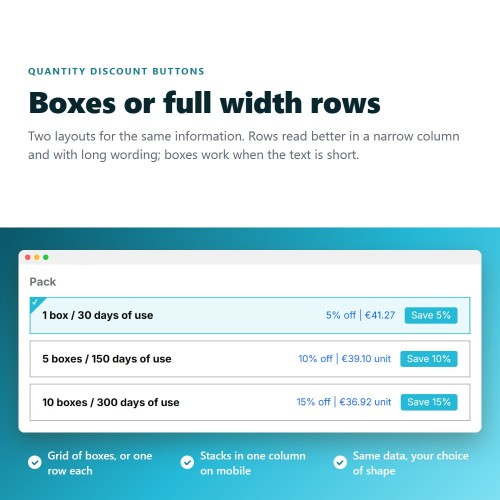Quantity discounts as clickable buttons module for PrestaShop
