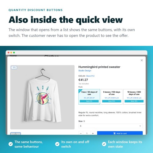 Quantity discounts as clickable buttons module for PrestaShop