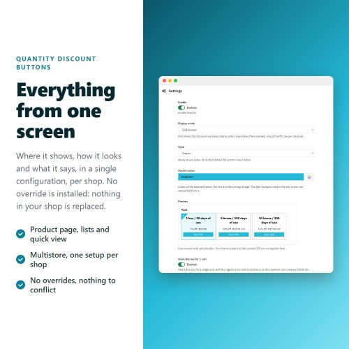 Module Remises sur quantité sous forme de boutons cliquables pour PrestaShop