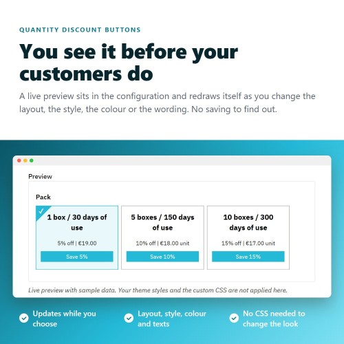 Moduł Rabaty ilościowe w formie klikalnych przycisków dla PrestaShop