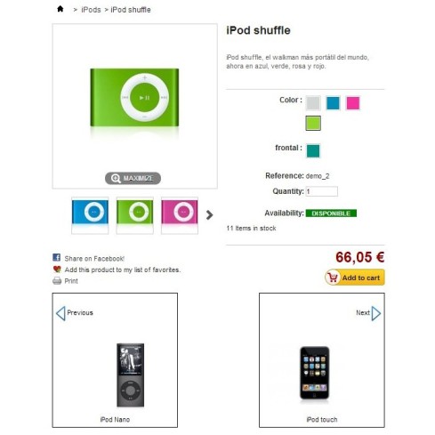 Next/Previous product on product page module for PrestaShop